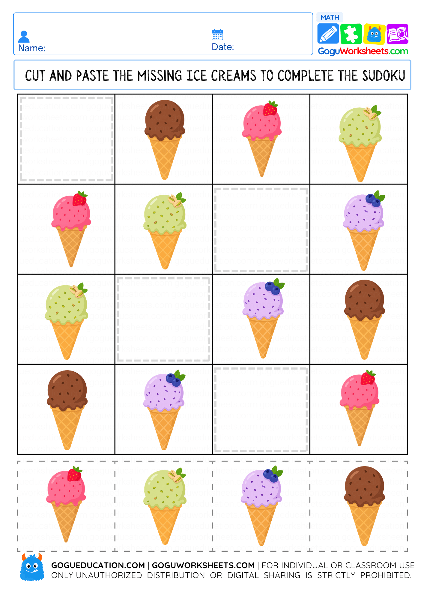 Download: Ice Cream Sudoku Maze worksheet preview
