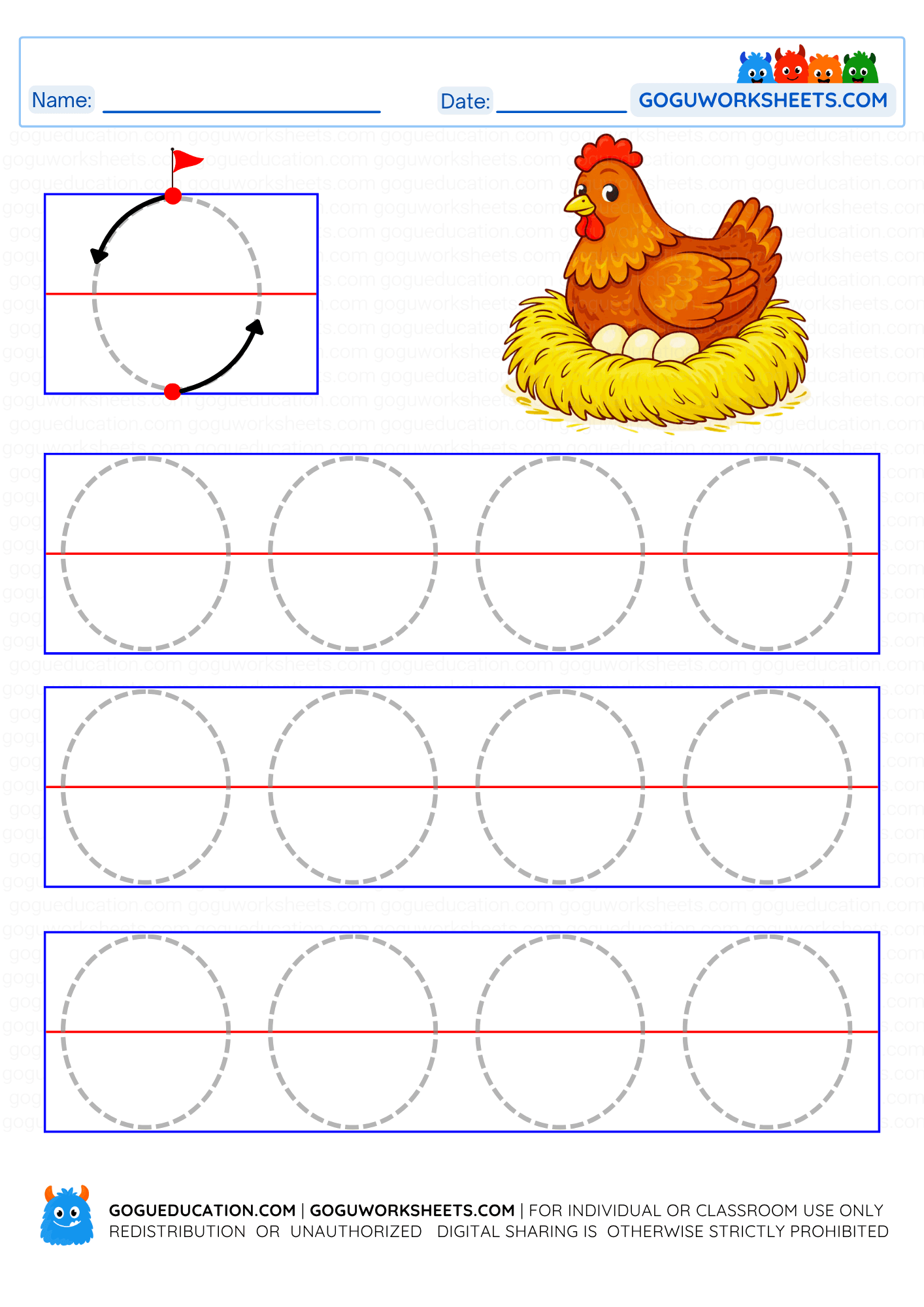 Oval Tracing Worksheet worksheet preview