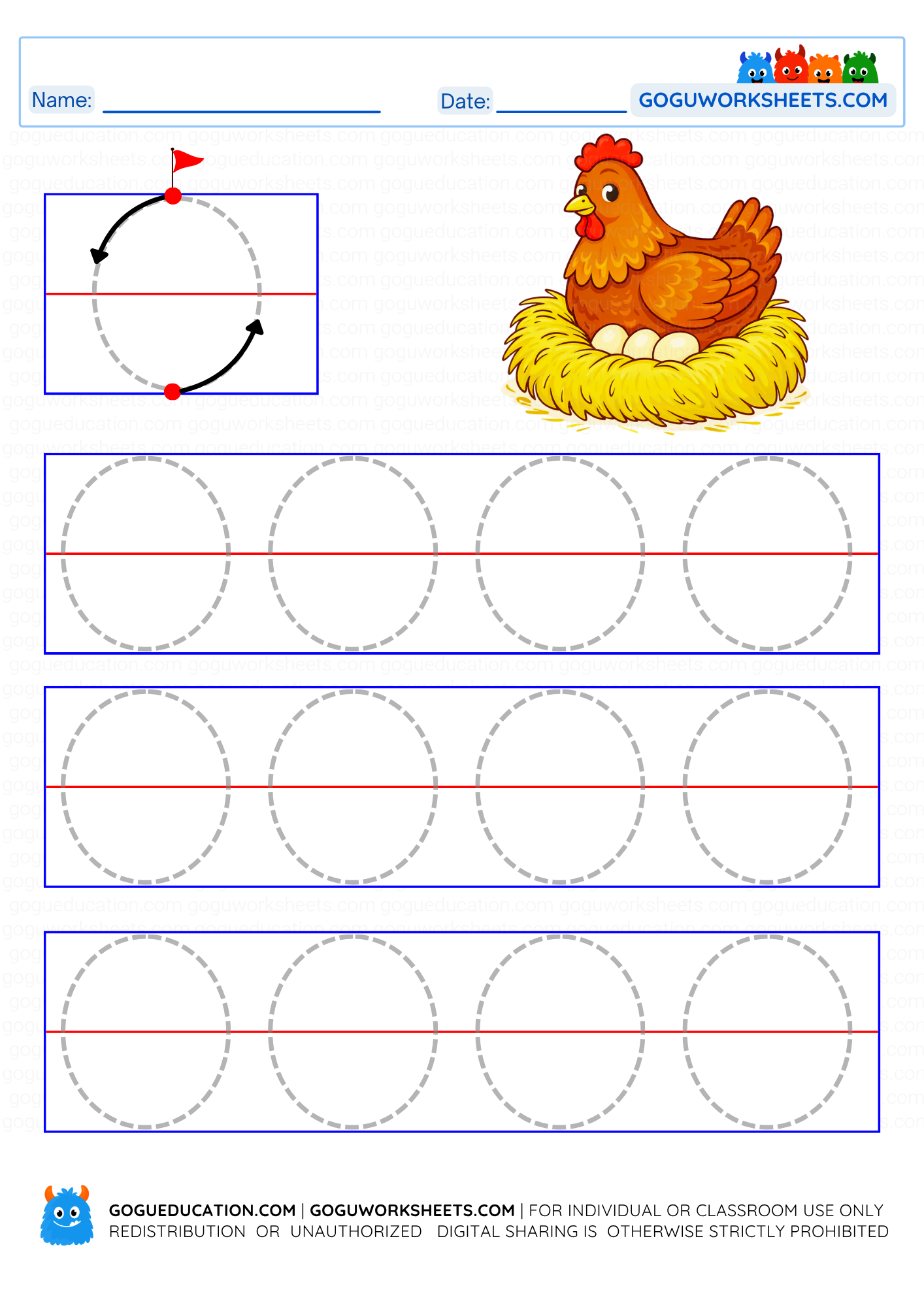 Oval tracing worksheet preview