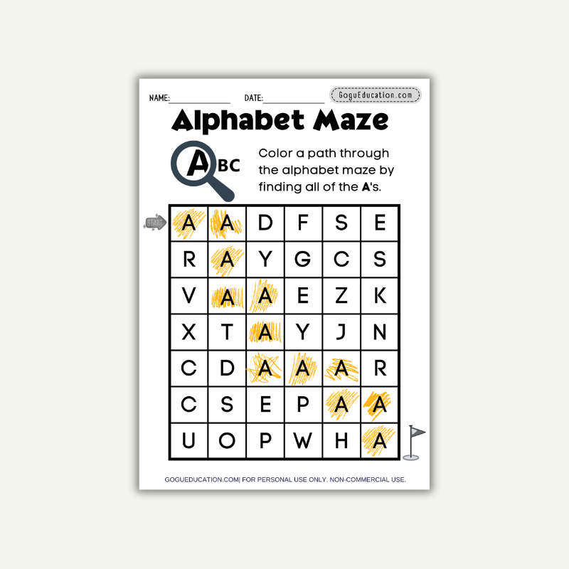 Alphabet Maze Letter A Focus Activity for Early Learners