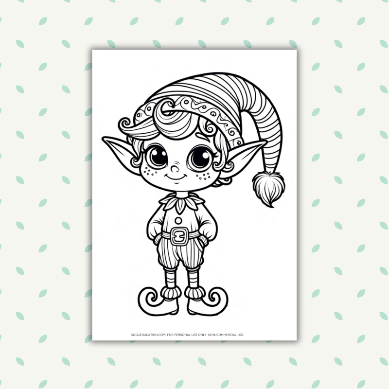 Christmas Coloring Activities Elf Worksheet Gogu Education