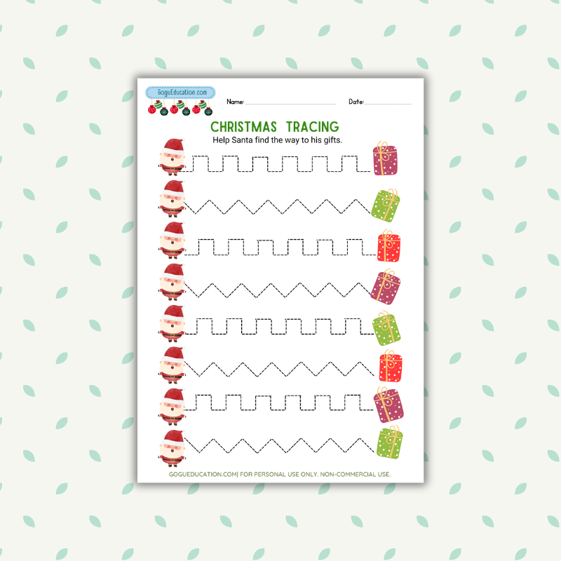 Christmas Preschool Tracing Worksheet