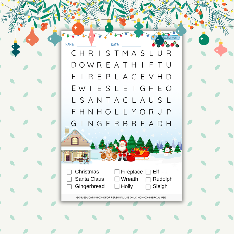 Christmas Word Search English Worksheet