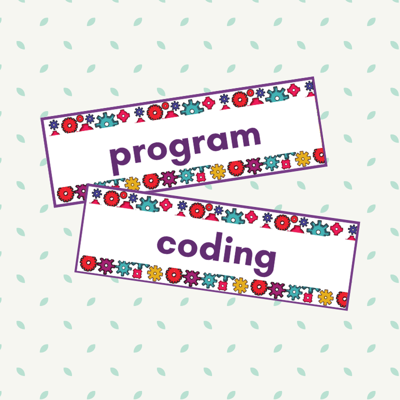 English Coding Vocabulary Word Wall Cards