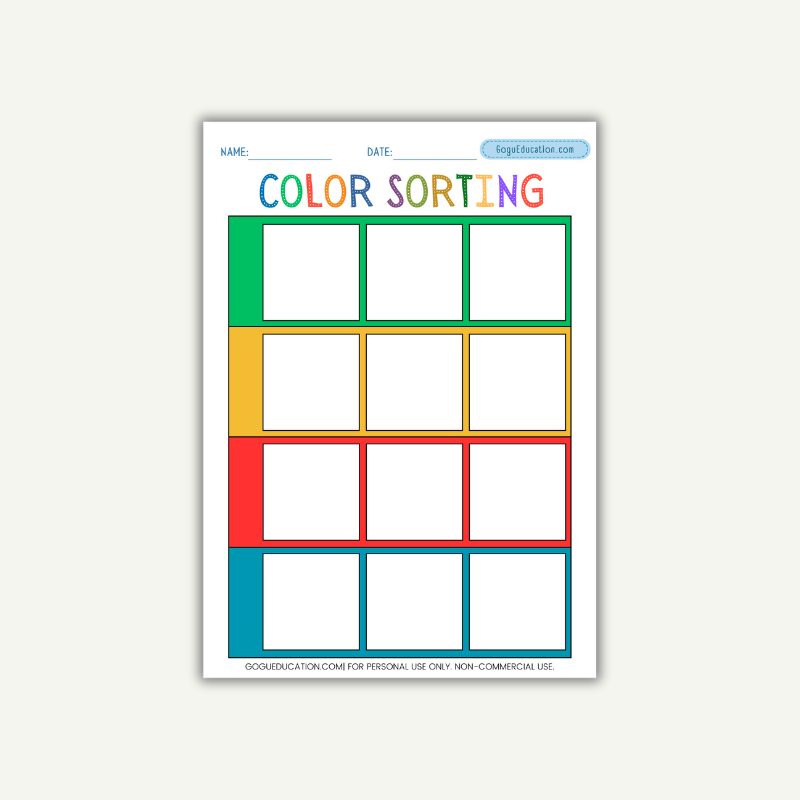 Worksheet Color Sorting Activity Gogu Education