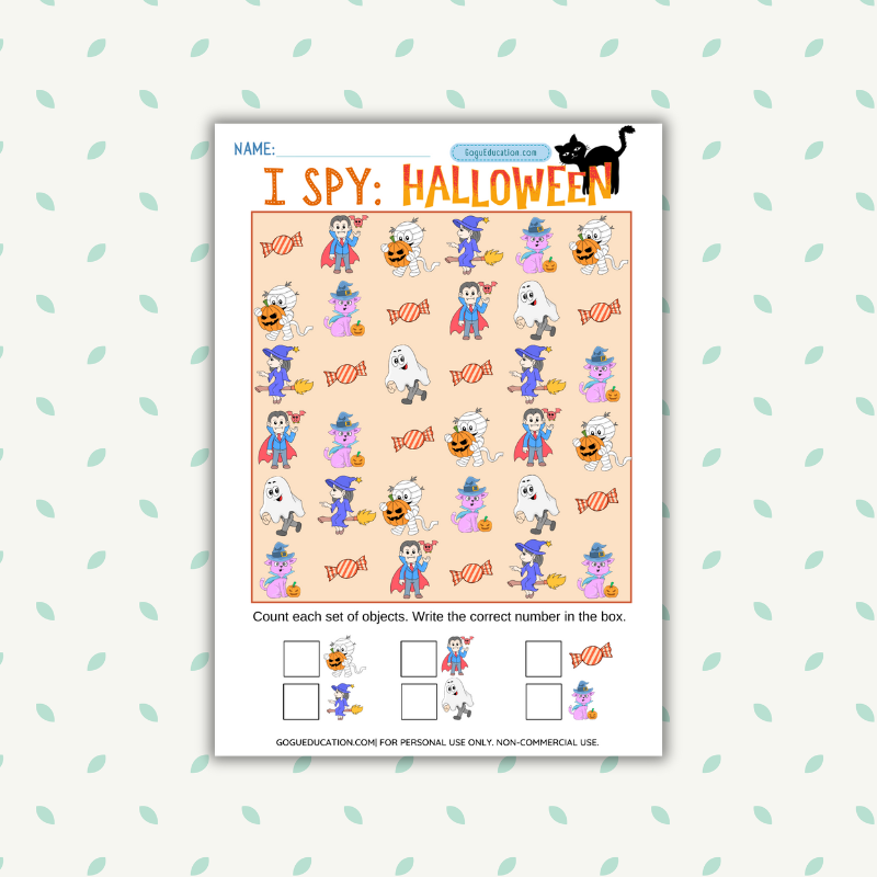 Counting I Spy Halloween Worksheet