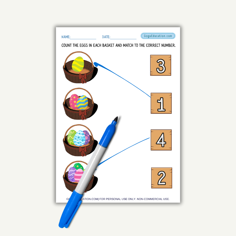 Easter Basket Counting Eggs Worksheet Gogu Education