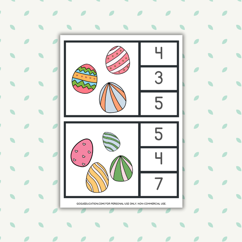 Easter Egg Counting Peg Cards Gogu Education
