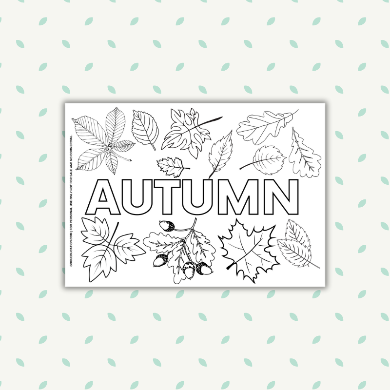 English Autumn Fall Coloring Word