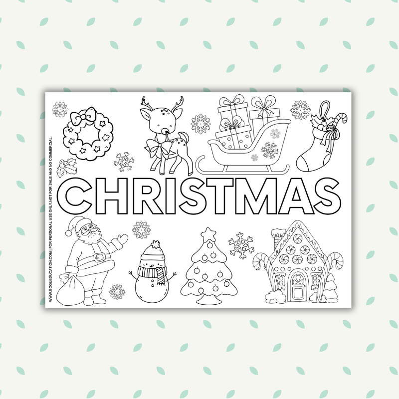 English Christmas Coloring Word Santa