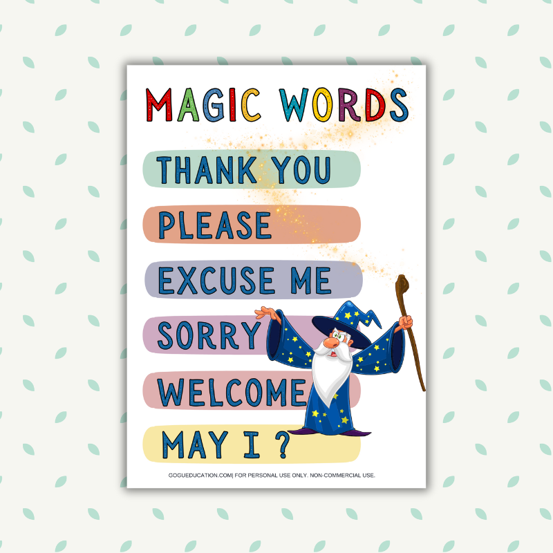 English Magic Words Poster Gogu Education