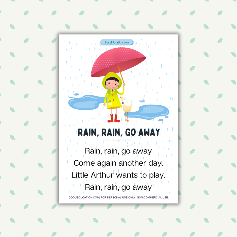 English Nursery Rhyme Rain, Rain, Go Away Gogu Education