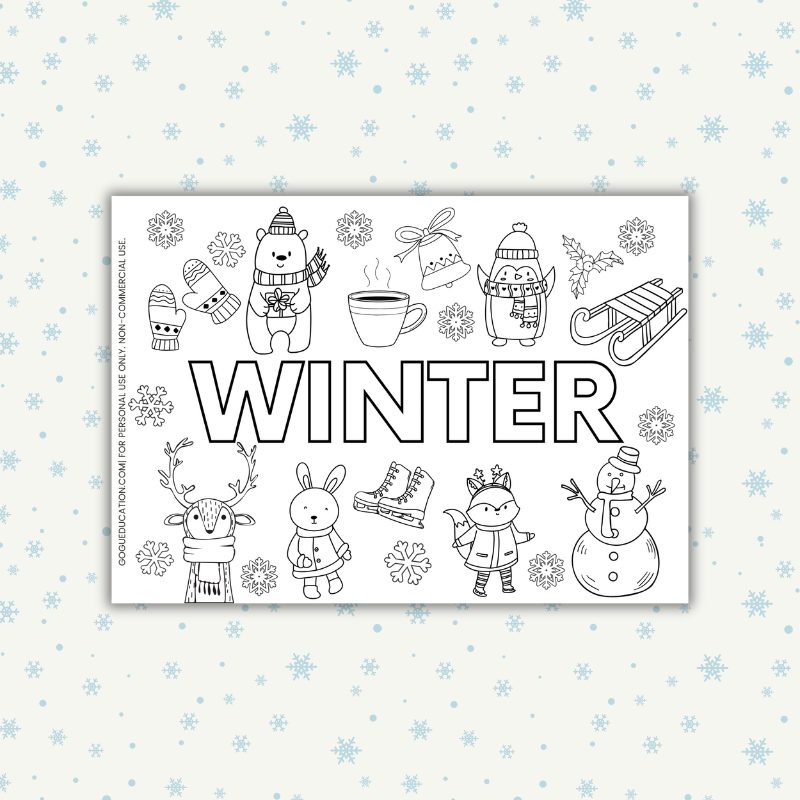 English Printables Coloring Activity Word Winter