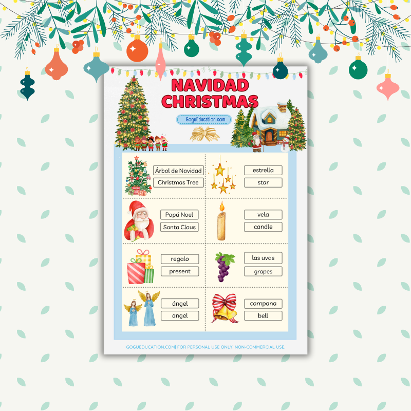 English Spanish Christmas Vocabulary