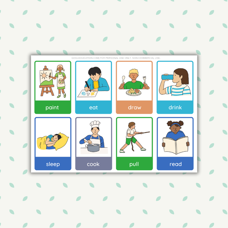 English Action Verbs Flashcards Gogu Education