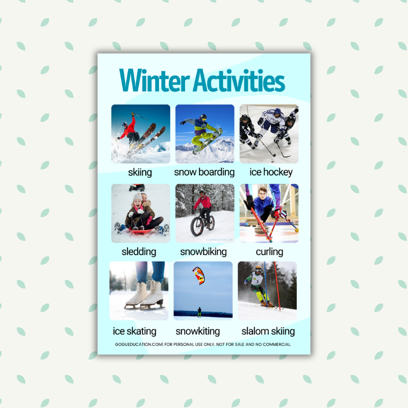 English Vocabulary Winter Activities Gogu Education