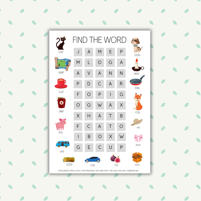 English Worksheet Find the Word