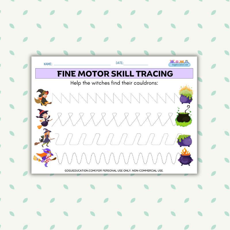 Fine Motor Skill Tracing Lines Witches
