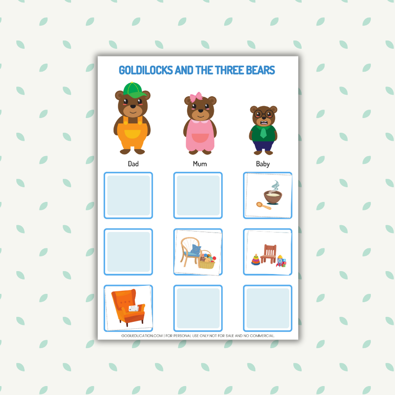 Size Ordering Goldilocks and the Three Bears Gogu Education