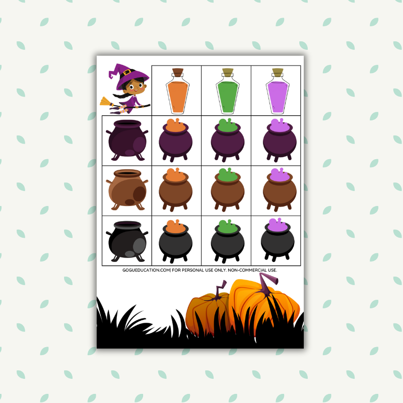Halloween Math Logic Table Witch Gogu Education