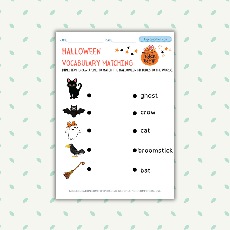 Halloween Vocabulary Matching