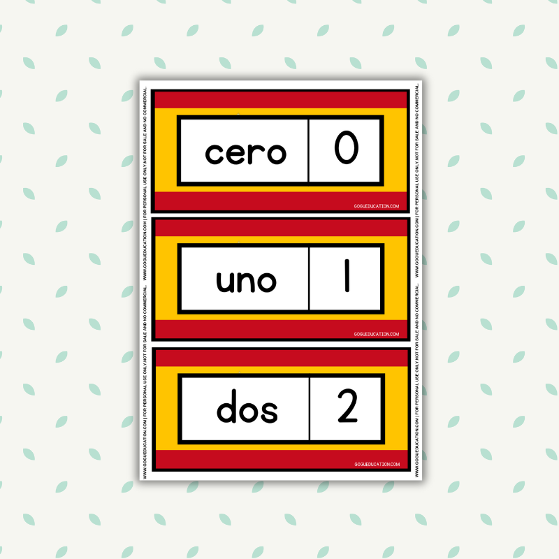 Spanish Numbers 0 - 10 Flashcards