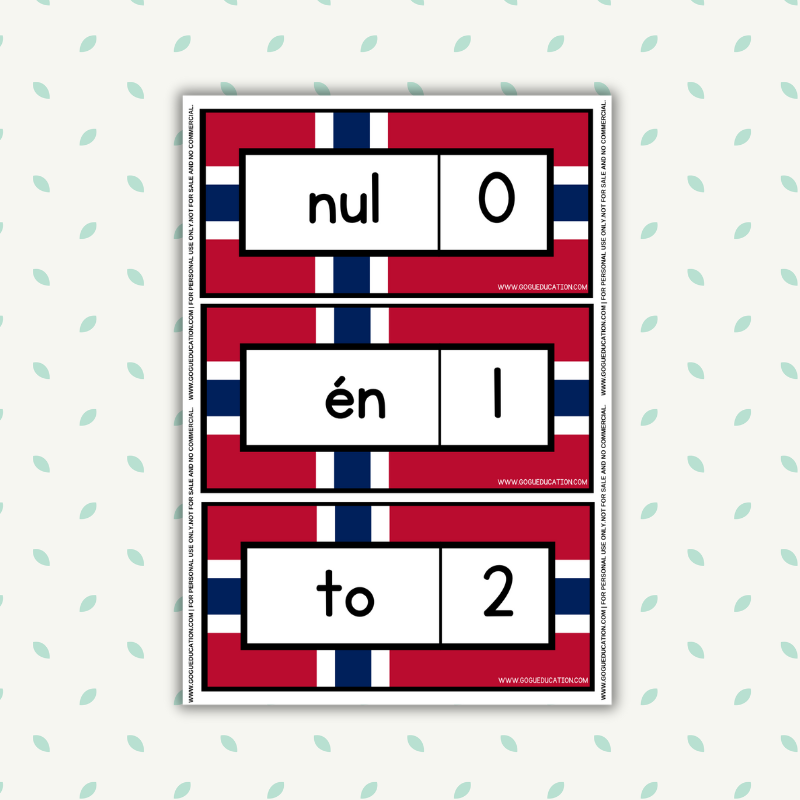 How to count in Norwegian Printable Flashcards