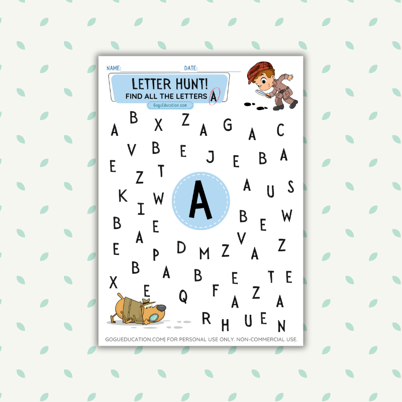 Letter Hunt Worksheet Letter A