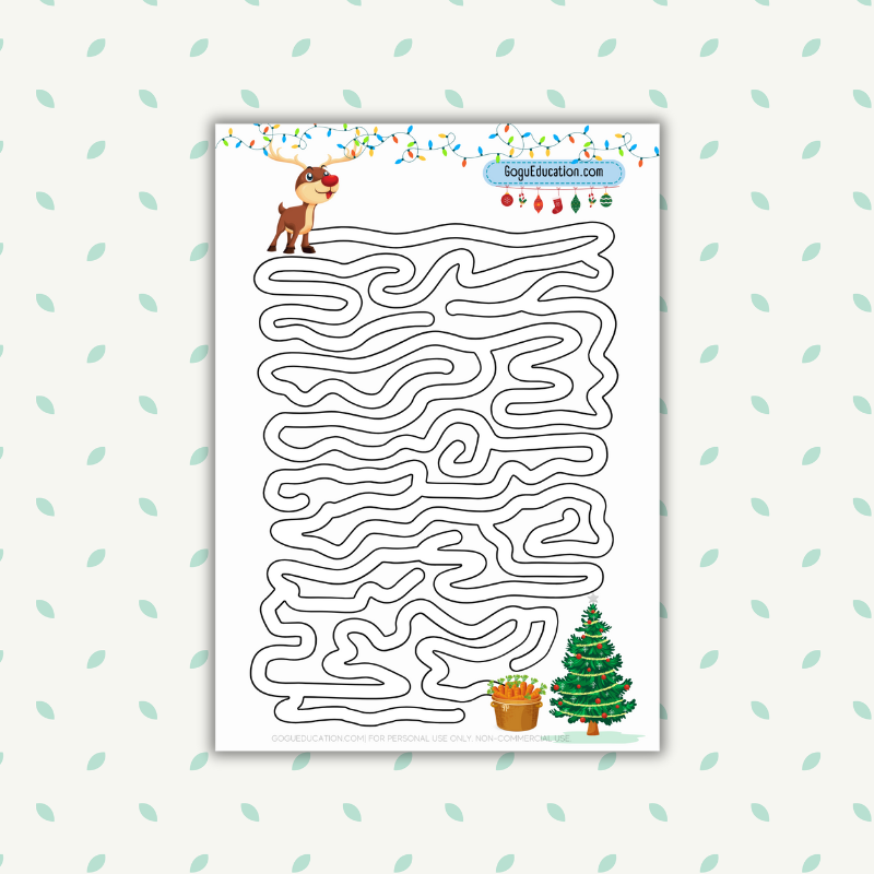 Logic Worksheet Maze Logical Puzzle Game With Labyrinth For Children Christmas Rudolph