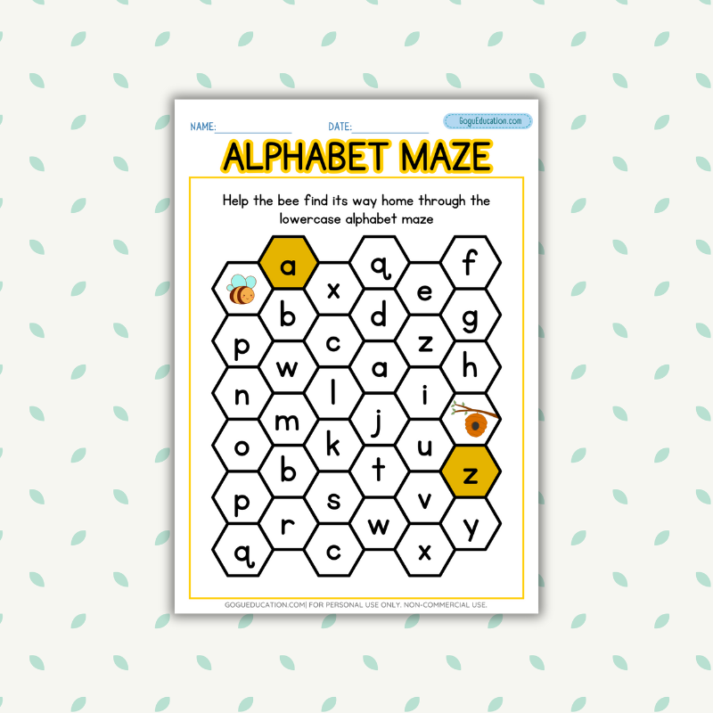English Alphabet Honeycomb Maze English Worksheet Gogu Education