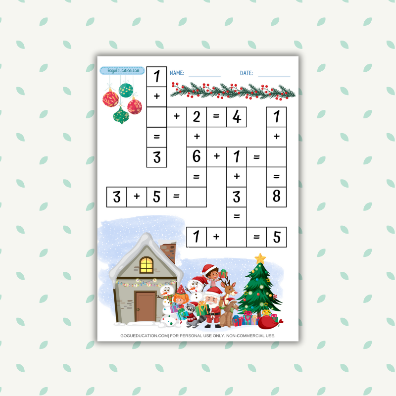 Math Addition Christmas Worksheet Gogu Education