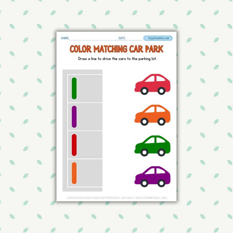 Math Worksheet Car Park Color Matching Worksheet Gogu Education