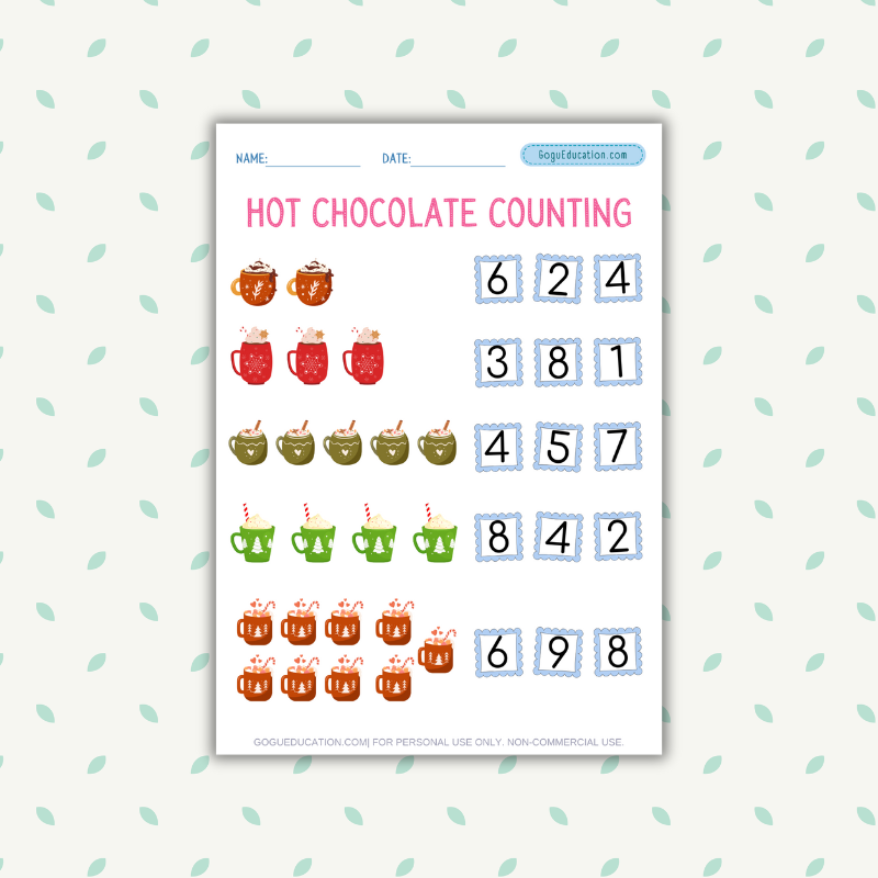 Math Worksheet Hot Chocolate Counting Gogu Education
