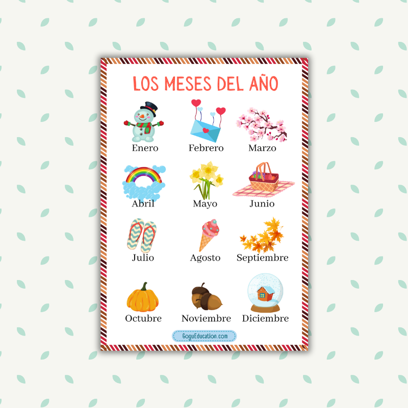 Spanish Printable Months of the Year Gogu Education