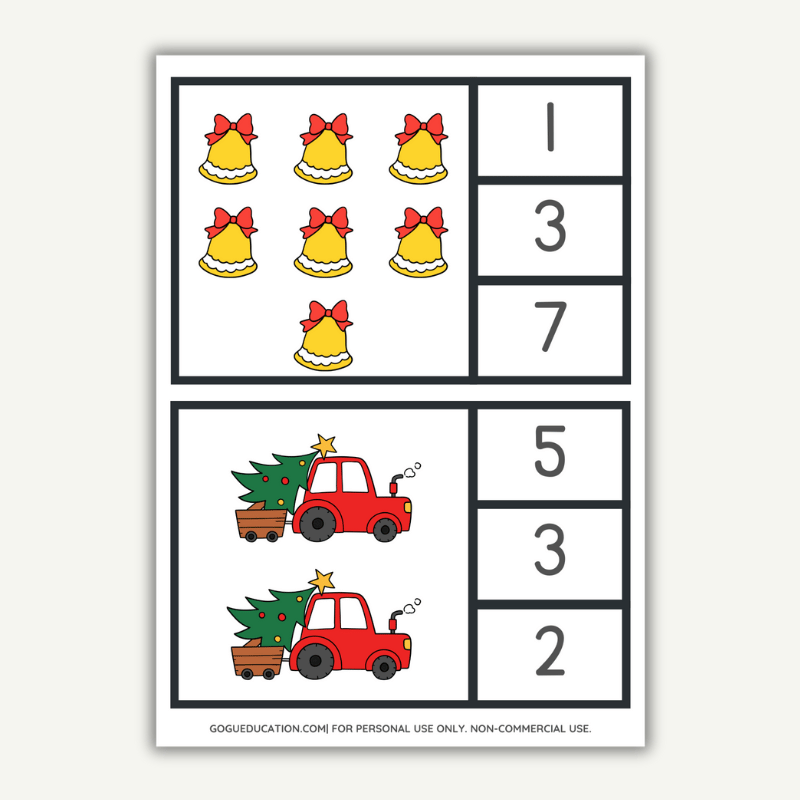 Count and Clip Cards Winter