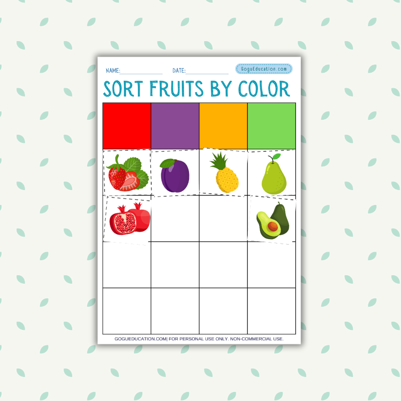 Sort by Color Fruits and Vegetables Gogu Education