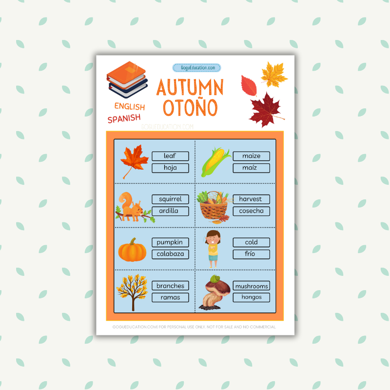 Spanish Autumn Vocabulary