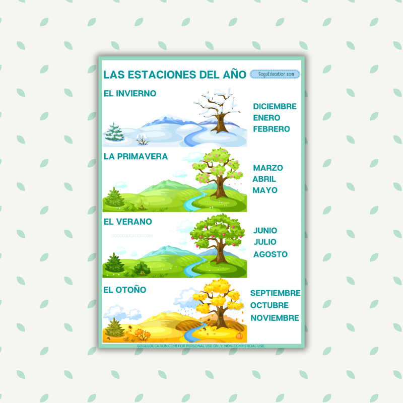 Spanish Month of the Year Gogu Education
