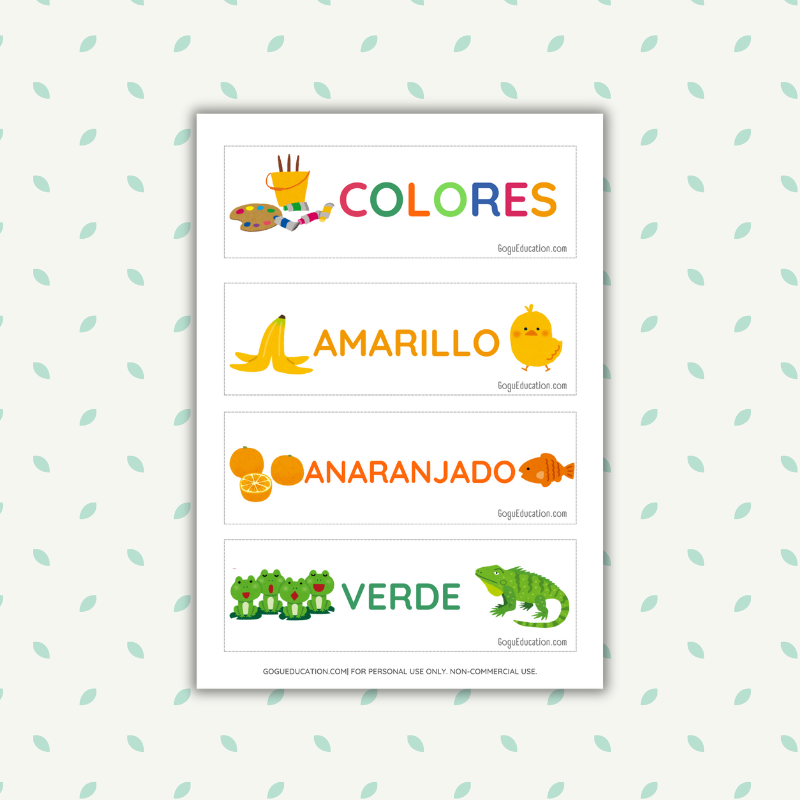 Spanish Vocabulary Colors Colores Wall Word Gogu Education