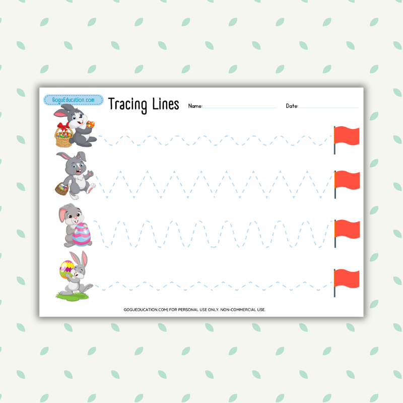 Tracing Lines Worksheet Easter Bunny