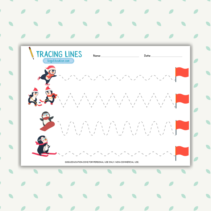 Tracing Lines Worksheet Penguins Gogu Education