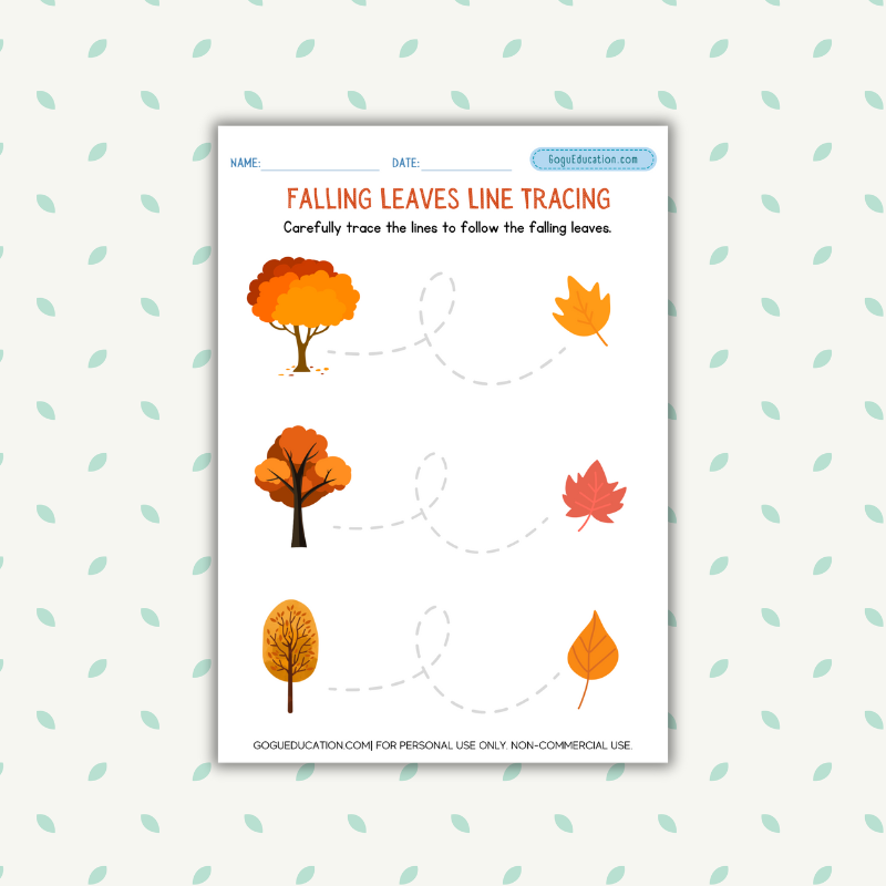 Tracing Worksheets Falling Leaves Line Tracing Gogu Education