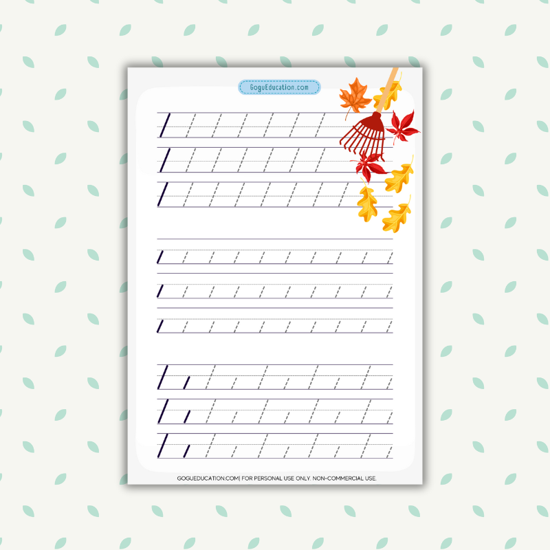 Tracing Worksheet Lines Autumn