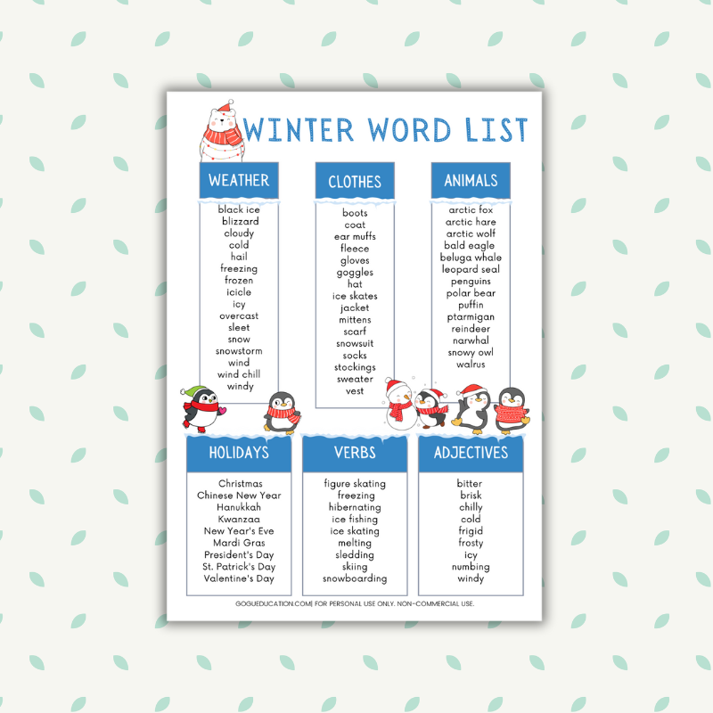 Winter Words Speech Therapy