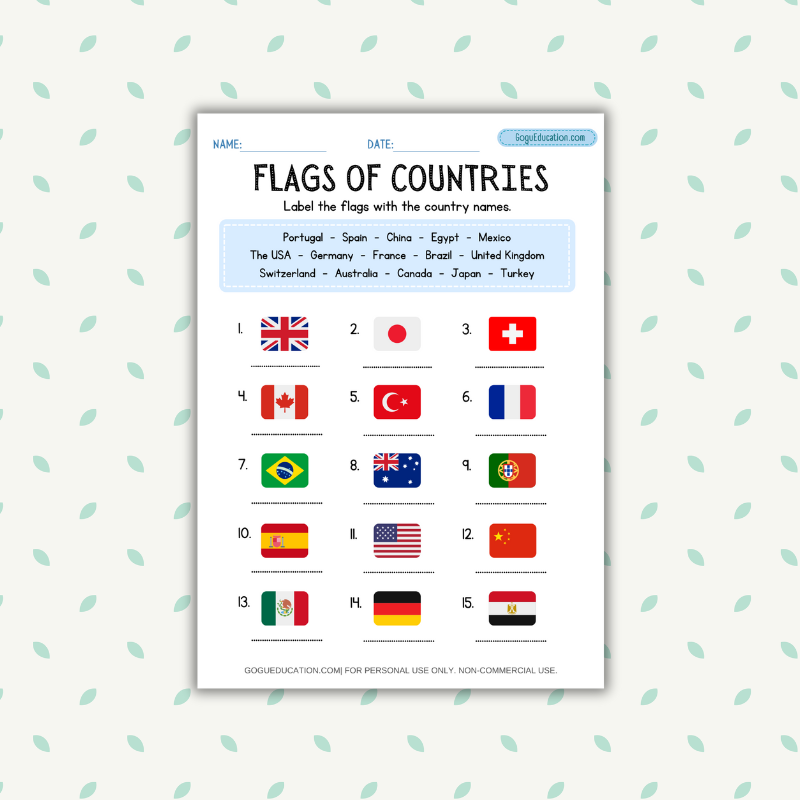 English Flags of countrıes Gogu Education