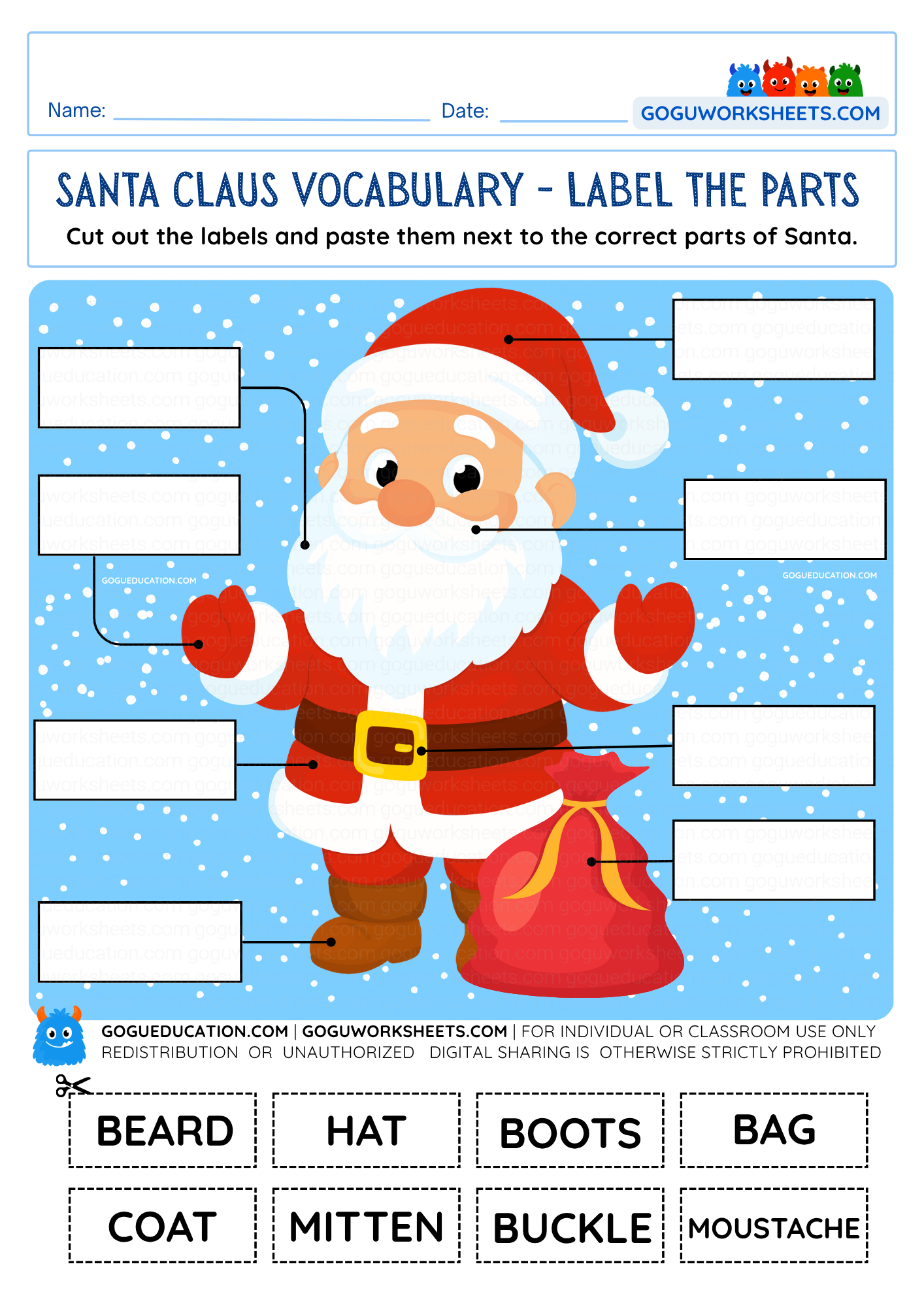 Santa Claus vocabulary Worksheet preview