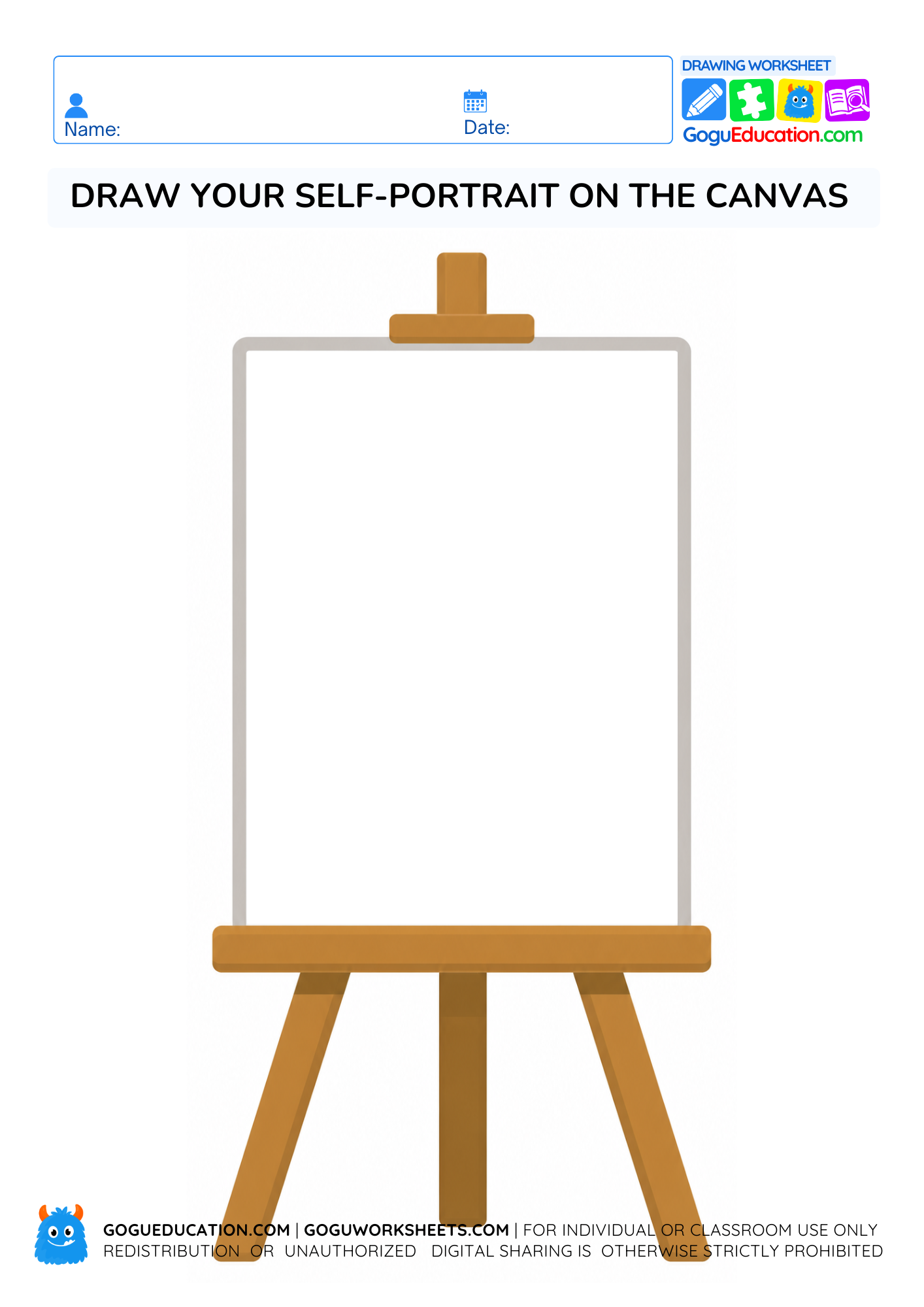 My Self-Portrait Drawing Worksheet worksheet preview